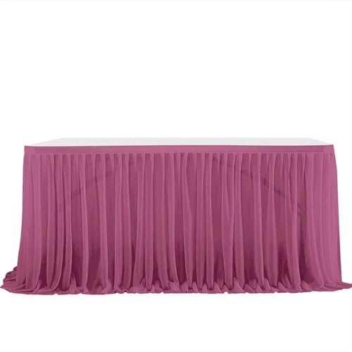 Tischdecke Hochzeit Party Tisch Rock Geburtstag Plissee Dessert Tischdecke Abdeckung Hochzeit Tisch Sockel Home Tisch Dekor für Partys Veranstaltungen, Hochzeiten, Bankette(Dirty pink,9FT L2.75mXH0.75 von Ayztantine