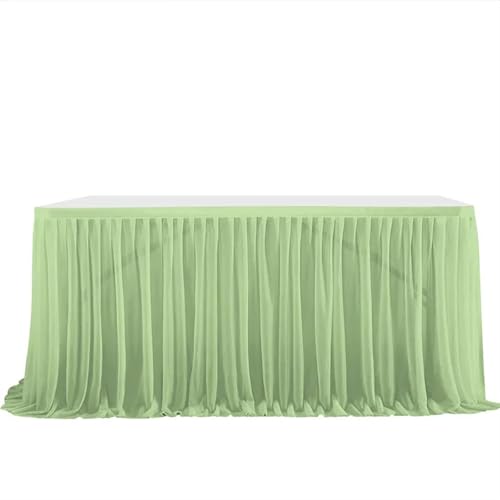 Tischdecke Hochzeit Party Tisch Rock Geburtstag Plissee Dessert Tischdecke Abdeckung Hochzeit Tisch Sockel Home Tisch Dekor für Partys Veranstaltungen, Hochzeiten, Bankette(Grass green,9FT L2.75mXH0.7 von Ayztantine