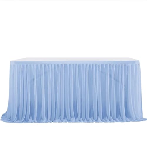 Tischdecke Hochzeit Party Tisch Rock Geburtstag Plissee Dessert Tischdecke Abdeckung Hochzeit Tisch Sockel Home Tisch Dekor für Partys Veranstaltungen, Hochzeiten, Bankette(Sky blue,12FT L4.26mXH0.75m von Ayztantine