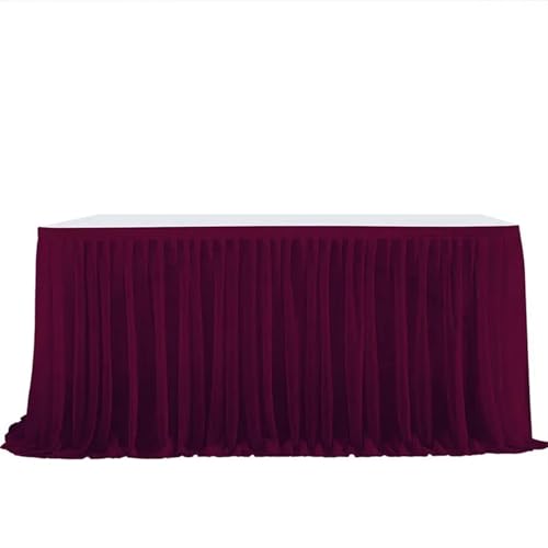 Tischdecke Hochzeit Party Tisch Rock Geburtstag Plissee Dessert Tischdecke Abdeckung Hochzeit Tisch Sockel Home Tisch Dekor für Partys Veranstaltungen, Hochzeiten, Bankette(Wine Red,12FT L4.26mXH0.75m von Ayztantine