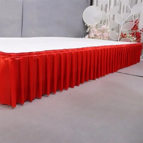 Tischdecke Hochzeit Plissee Tisch Rock Hochzeit Hintergrund Vorhänge Tisch Cothes for Geburtstag Bankett Bühne Tisch Röcke Event Party für Partys Veranstaltungen, Hochzeiten, Bankette(Red,H60cm x L300 von Ayztantine