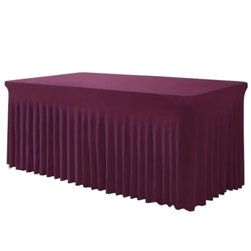 Tischdecke Hochzeit Rechteckige Tischröcke, Tischdecken aus Polyester, schwarze Tischdecke for 6-Fuß-Tische mit Rock, Tischdecke aus Spandex für Partys Veranstaltungen, Hochzeiten, Bankette(Wine red) von Ayztantine