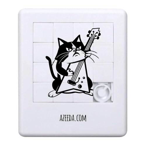 'Verrückte Katze spielt E-Gitarre' Schiebepuzzle (PZ00031819) von Azeeda