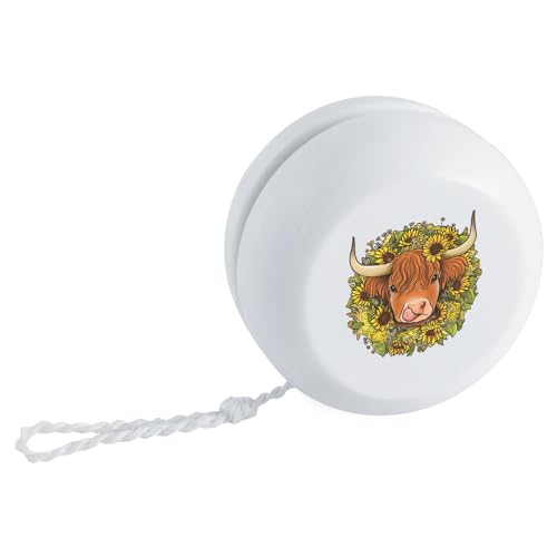 YY00038532 "Sunflower Highland Cow" Retro-Stil Jojo von Azeeda