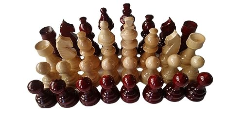 Handathed Schachfiguren-Set aus Holz, mit König, 7,9 cm, Rot von Azi