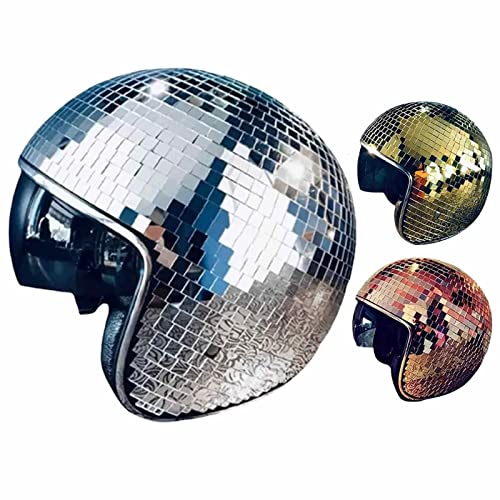 Aznever Disco Glitter Ball Helme, Disco Ball Helm Mit Einziehbarem Visier, Glitzerndes Kopfbedeckungszubehör Für DJ Club Stage Bar Party Hochzeit Urlaub von Aznever