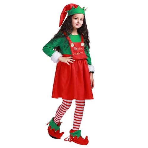 Aznever Elfen-Outfit für Kinder,Elfen-Kostüm für Kinder - Elfenkostüm Weihnachtsoutfit Cosplay Kleidung mit Hutsocken | Entzückende Elfen verkleiden sich als Festival-Outfit für Versammlungen, von Aznever