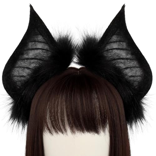 Aznever Fledermausohren Stirnband,Schwarzes Halloween Stirnband | Fledermausohren Gothic Haarreif - Ausgefallener Cosplay-Haarschmuck, stilvolle Party-Kopfbedeckungen für Rollenspiele, Maskerade von Aznever