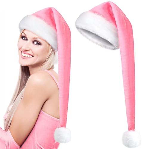 Aznever Große Weihnachtsmütze, lange Weihnachtsmütze für Erwachsene - Weiche Weihnachtsplüschmützen - Cosplay-Kostüm, Unisex-Hut für Erwachsene für Weihnachten, Neujahr, Partys und Feiern von Aznever