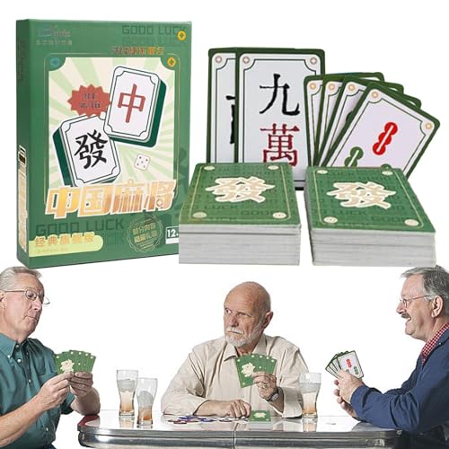 Aznever Mahjong-Reiseset,Mahjong-Spielkarten - Chinesische Mah Jongg & Mahjong Spielkarten - Chinesisches Mahjong-Poker, Spielkarten, chinesisches Mah-Jongg, tragbares, verdicktes Pokerspiel für von Aznever