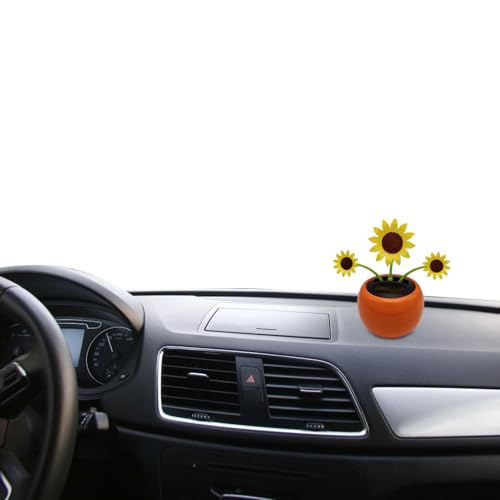 Aznever Solar tanzende Blumen,Sonnenblumen-Solar-Auto-Ornament - Auto-Ornamente mit schüttelndem Kopf, solarbetriebenes Auto-Spielzeug, Armaturenbrett-Dekoration für Schlafzimmer, Zuhause, von Aznever