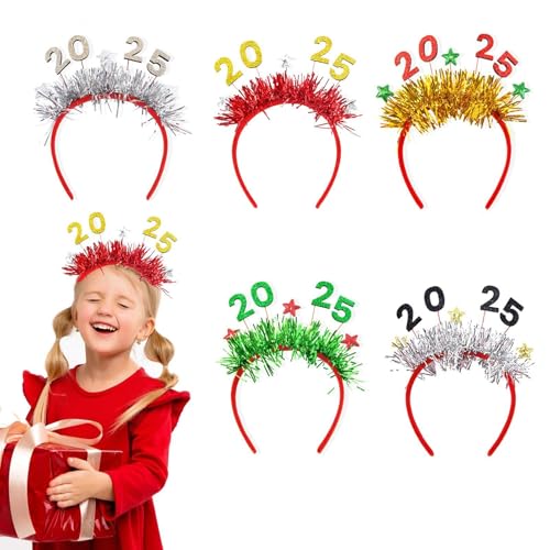 Aznever Weihnachts-Stirnband, Feiertags-Stirnbänder | 5X 2025 Stirnband-Weihnachtsgeschenke - Cosplay-Requisiten, Kostüm-Kopfbedeckungen, weihnachtlicher Haarschmuck für Weihnachtsfeiern von Aznever