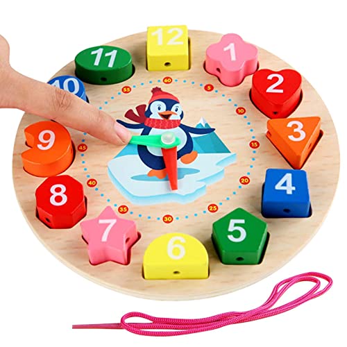 Hölzernes Uhrenspielzeug - Hölzernes Uhr-Puzzle-Spielzeug | Lernpuzzles aus Holz, Kognitives Matching und Sortieren Früherziehungsgeschenk für Kinder von Aznever