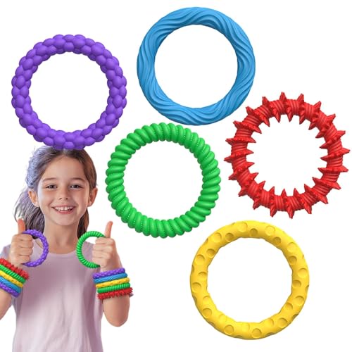 Kinder Zappeln Armbänder, sensorische Zappelarmbänder für Kinder | 5X stilvolle pädagogische stetige Silikon -Armband,Beruhigendes sensorisches Spielzeug, ruhige Preise Box -Spielzeug für von Aznever