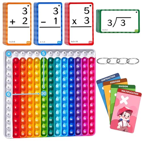 Mathe-Lernkarten Kindergarten,Mathe-Lernkarten Ergänzung, Arithmetische Lernkarten, Alter 4-8 Fidget Chart Toys Multiplikation Division Subtraktion Additionskarten von Aznever