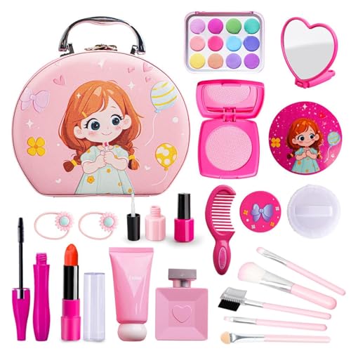 Rollenspiel-Make-up-Set für kleine Mädchen, Kinder-Make-up-Set für Mädchen - 21X Make-up-Spielzeug für Mädchen, Beauty-Set - Inklusive Kosmetiktasche, gefälschtes Make-up für kleine Mädchen, von Aznever