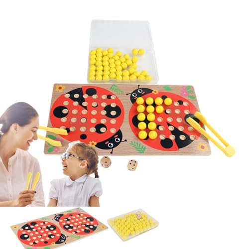 Zählspielzeug Marienkäfer-Puzzle, Holzbrett-Perlenspiel-Spielzeug,Mathe-Zählperlenspielzeug aus Holz - Montessori-Lernpuzzle, Clip-Perlen-Matching-Spiel für Kinder ab 3 Jahren von Aznever
