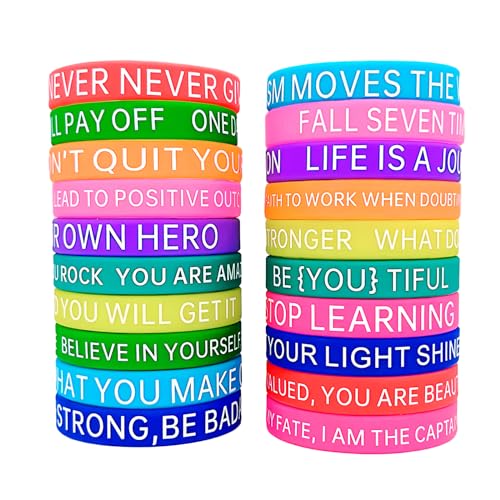 20 Stück Inspirierendes Silikonarmband, Motivierende Silikon Armbänder, Motivations-Armbänder, Silicone Inspirational Bracelets, Motivationsarmbänder Silikonarmband für Studenten Party (Mehrfarbig) von Azonelife