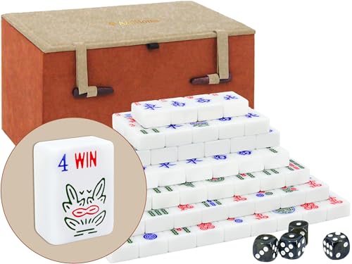 AzulHome American Mahjong Spielset, 166 große, nummerierte 30 mm Spielsteine, 4 Würfel, 80 Pokerchips und eine Aufbewahrungstasche, komplettes Mahjong-Fliesen-Set, Preminum-Fliesen für Western von AzulHome