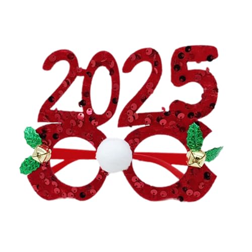 Azxcvbnm 2025 Neujahrsbrillen Glänzende Pailletten Pailletten Brillen Weihnachtsfeier Accessoires Eyewars Geschenktüte Füllstoffe von Azxcvbnm