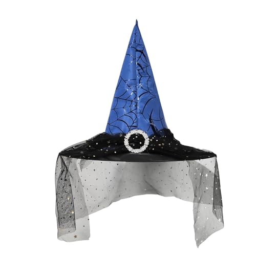 Azxcvbnm Halloween Hexenhut Für Cosplay Fransen Spitze Wizard Erwachsener Unisex Witch Kostüm Spitze Festival Holiday von Azxcvbnm