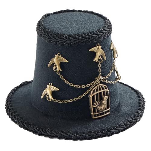 Azxcvbnm Steampunk Zylinder Für Damen Und Herren Mit Ausrüstung Halloween Cosplay Party Kostüm Gothic Stil Kopfbedeckung Mit Haarspange von Azxcvbnm