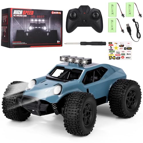 Azyvum Ferngesteuertes Auto 1:20 mit Scheinwerfer,All Terrain Off Road RC Auto Monstertruck 2,4GHz Auto Ferngesteuert Spielzeug, 3 Akku für 80 Min. Laufzeit - Geschenk für Kinder Erwachsene von Azyvum