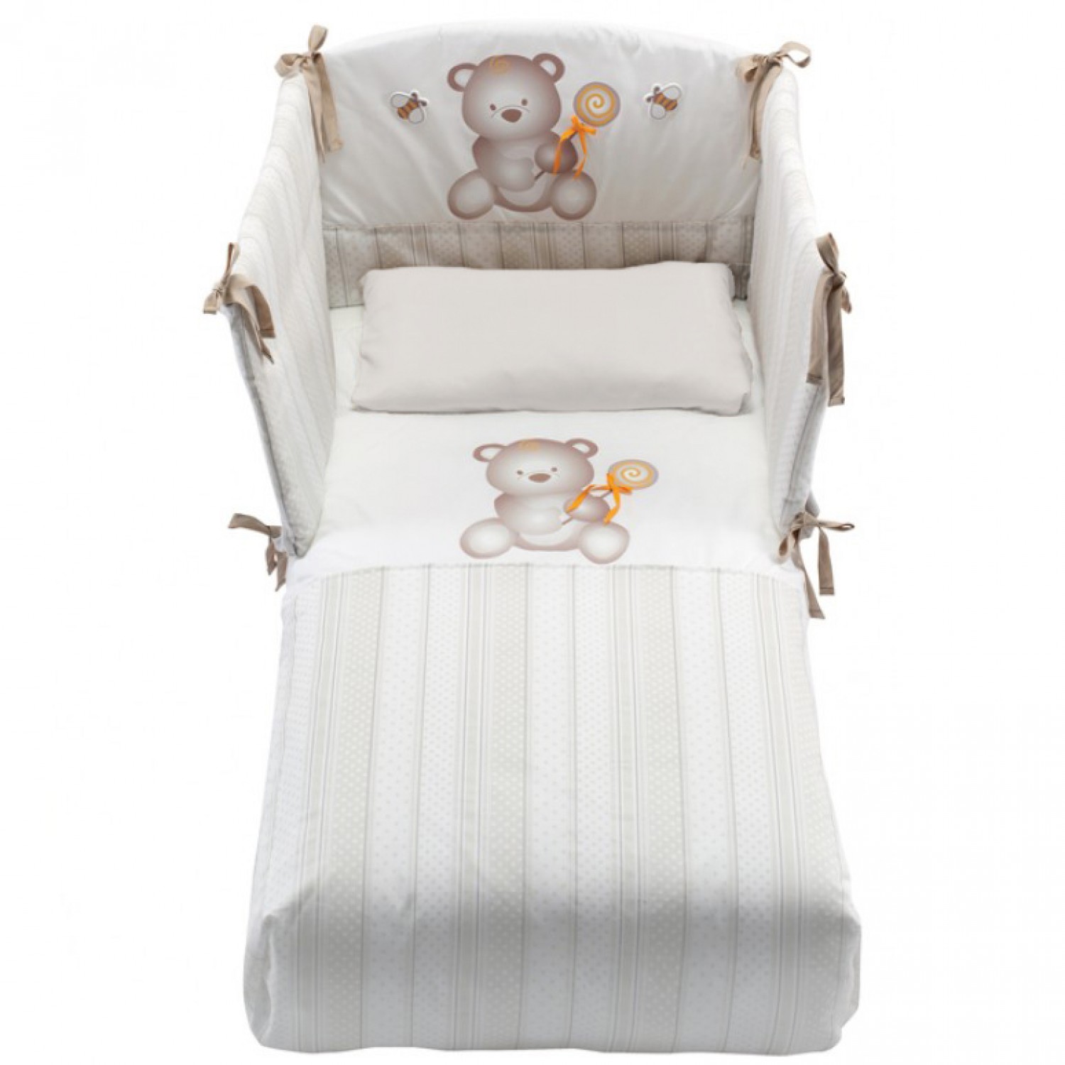 Completo Piumone Azzurra Design Dolcemiele Bianco Tortora von Azzurra Design