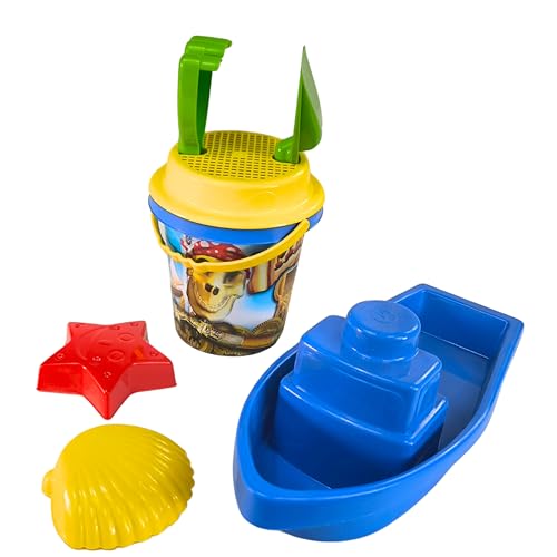 Best Sporting Strand Set Eimer Set, Boot I Sandspielzeug für Kinder ab 3 Jahren I 7-teiliges Set: Eimer, Sieb, Hake, Boot, Stern Form Muschel Form I Spaß im Sand, am Strand und im Garten von B Best Sporting