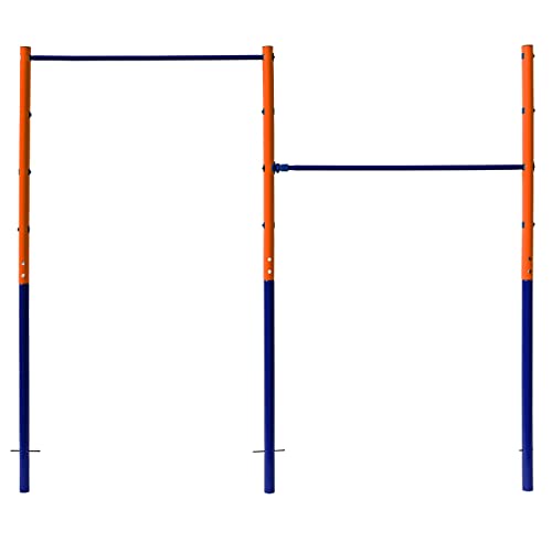 Best Sporting Turnreck Garten I Reckstange Garten Kinder und Erwachsene I Höhenverstellbare Kletterstange Outdoor in Blau-Orange I Turngeräte für Kinder für Spaß im Garten I Doppel - 241cm von B Best Sporting