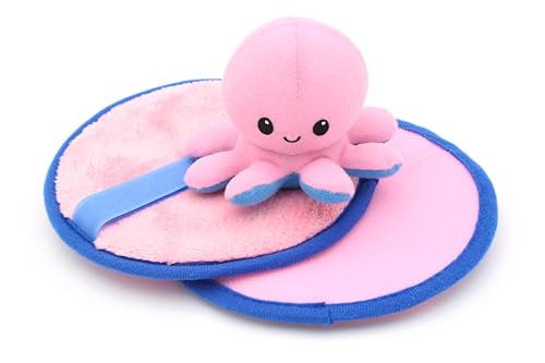 Klettballspiel mit Plüschtier | Wurfspiel für Kinder ab 3 Jahren zum Werfen und Fangen lernen | Klettball Set, Catch Ball, Kinder Fangballspiel mit Wurftier (Oktopus / Krake Olivia (Octopus) - Pink) von BEST SPORTING