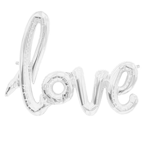 ballonfritz® love-Schriftzug Luftballon in Silber - XXL Folienballon als Hochzeit Deko, Geschenk oder Liebes-Überraschung zum Valentinstag von ballonfritz