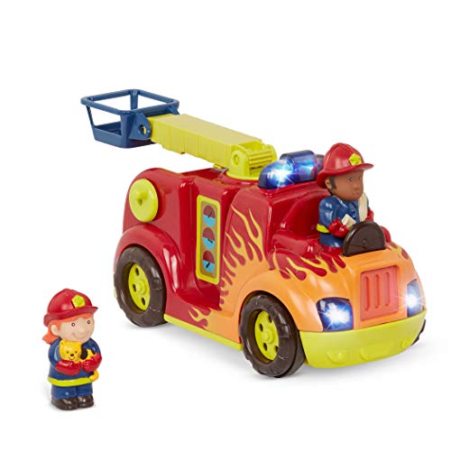 B. toys Feuerwehrauto mit 2 Figuren – Interaktives Spielzeug mit Lichtern, Tönen, ausfahrbare Leiter und Schlauch für Kinder und Babys ab 18 Monaten von B.