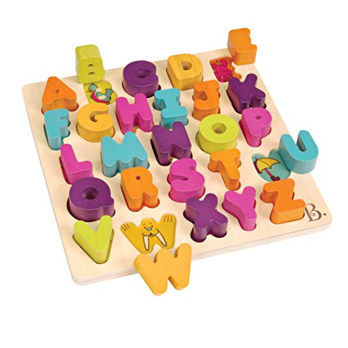 B. Toys Alpha. B. Tical-Buchstabenpuzzle aus Holz mit Tierbildern, 26 Puzzleteile, 25x25x2,3cm, geeignet für Kinder ab 18 Monaten von B.