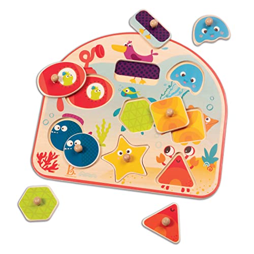 B. Toys Tiere B.Toys Sea Treasures-Steckpuzzle Meerestiere aus Holz, 8 Puzzleteile, 26x23,5x2,3cm, geeignet für Kinder ab 18 Monaten von B.