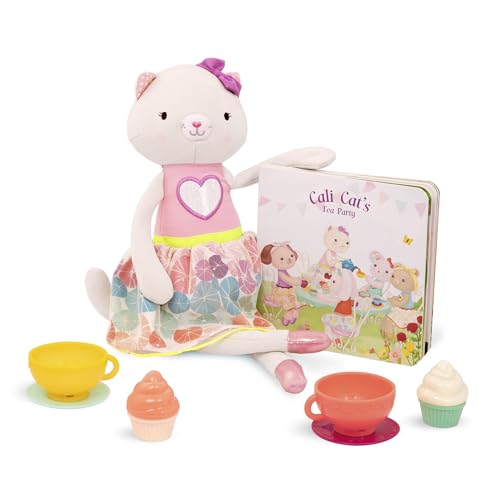 B. toys Teeservice Set mit Kuscheltier Katze – Spielzeug Essen, Geschirr, Bilderbuch, Plüschtier Ballerina – Kinderküche Zubehör für Kinder ab 18 Monate von B.