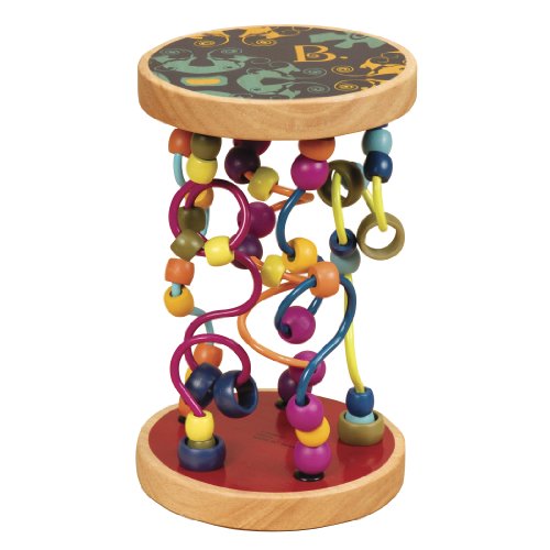 B. toys Montessori Baby Spielzeug Motorikschleifen mit Holzperlen – Holzspielzeug, Motorikspielzeug, Babyspielzeug mit Geräuschen für Kinder ab 18 Monaten (PVC frei) von B.