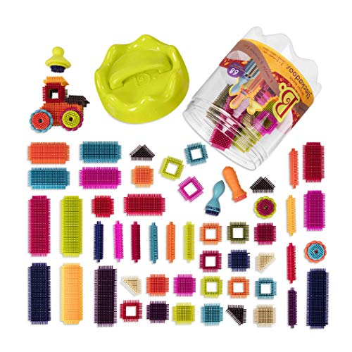 B. toys 68 Teile Bristle Blocks Stackadoos – STEM Bausteine Baublöcke Borsten Blöcke zum Zusammenstecken mit Aufbewahrung – Baby Spielzeug ab 2 Jahren von B.