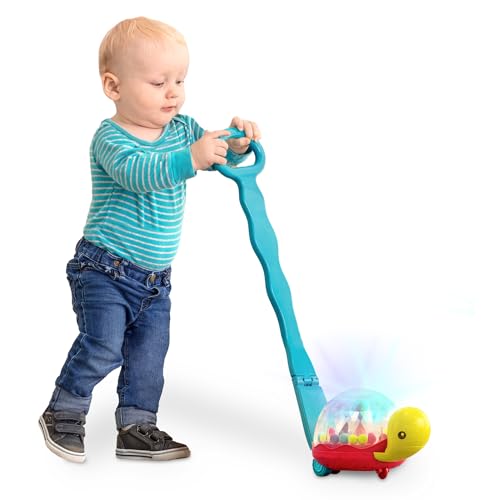 B. toys Baby Spielzeug Schildkröte Lauflernhilfe und Krabbelhilfe, Nachziehspielzeug mit Lichtern – Schiebespielzeug, Motorikspielzeug ab 1 Jahr von B.