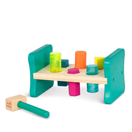 B. toys Klopfbank aus Holz – Hammerspiel Hammerbank Motorikspielzeug Holzspielzeug Baby Lernspielzeug Farben Formensortierspiel – Spielzeug ab 2 Jahre von B.