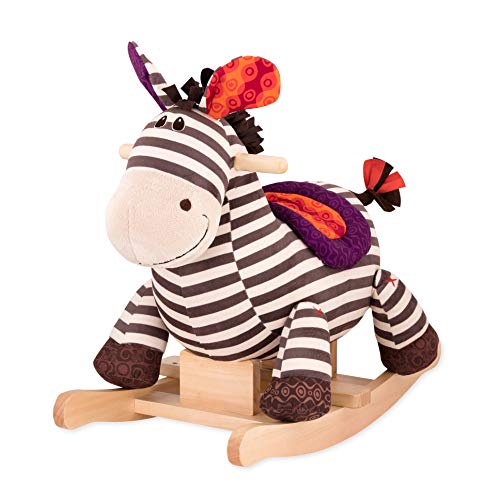 B. toys Schaukelpferd Zebra gestreift aus weichem Plüsch und hochwertigem Holz, Schaukeltier zum Draufsitzen für Kinder und Babys ab 18 Monaten von B.