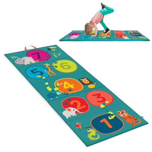 B. toys – Turnmatte Kinder – Spielzeugmatte klappbar – mit Zahlen, Tiere, Himmel-und-Hölle-Hüpfspiel – Weichbodenmatte für zuhause – ab 3 Jahren – Gymnastikmatte faltbar von B.