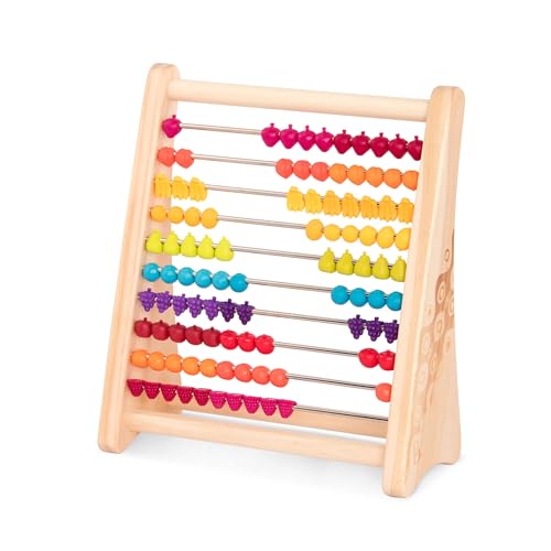 B. toys – Rechenschieber aus Holz für Kinder – Klassischer Abakus mit 100 Perlen – Grundschule Lernspielzeug für Addition,Subtraktion – Rechenrahmen – Spielzeug ab 18 Monaten – Two-Ty Fruity! von B. toys