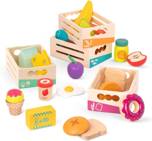 B. Toys Little Foodie Groups B.Toys Spiel-Lebensmittel aus Holz zum Sortieren, bunt, geeignet für Kinder ab 3 Jahren von B.