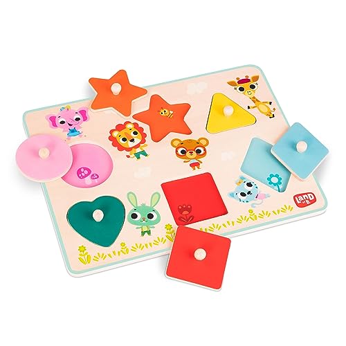 B. toys – Holzpuzzle Kinder – Steckpuzzle Holz – Puzzle Kinder mit Formen, Farben, Tieren – Holzspielzeug Kinderpuzzle – Baby Spielzeug ab 18 Monaten – Buntes Puzzle von B. toys