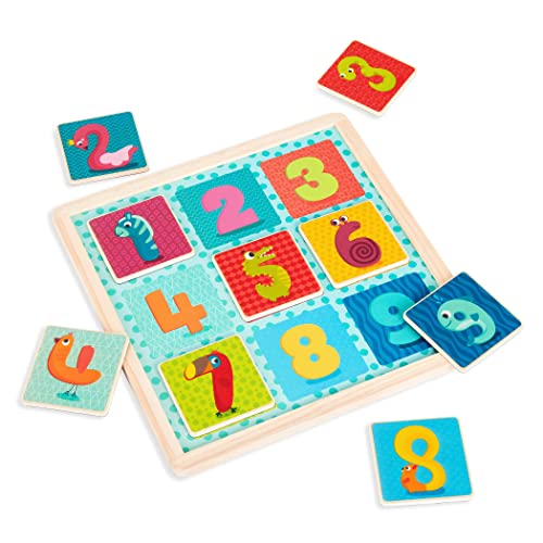 B. Toys Count n' Doodle Puzzle – Lernpuzzle aus Holz mit Magneten & Kreidetafel – Zahlen Lernen & Zeichnen für Kinder ab 2 Jahren – 2-in-1 Montessori Spielzeug von B.