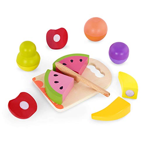 B. Toys Chop 'n' Play-Spiel-Obst aus Holz, mit Schneidebrett und kindersicherem Messer, geeignet für Kinder ab 2 Jahrens von B.