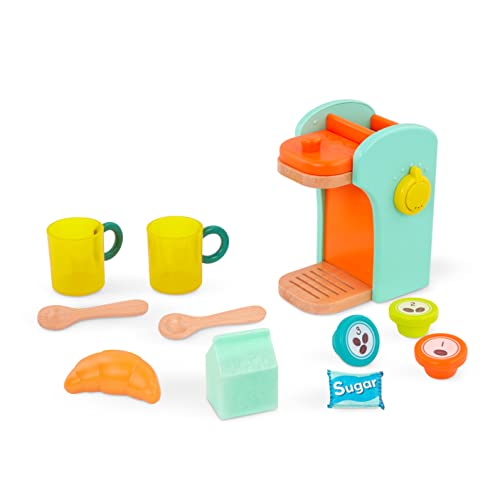 B. toys BX2032Z Toy Maker for Kids – Wooden Coffee Machine 10 Pretend Accessories – Kitchen Set – 2 Years + – Café au Play, Bunt, Medium von B.