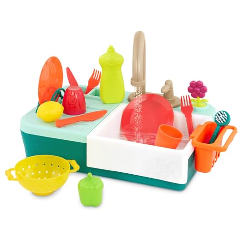 B. toys BX2070Z Spülbecken – Waschbecken Kinder mit Wasserfunktion – Kinderspülbecken Kinderspüle mit Pumpe, fließendes Wasser, Geschirr – Spielzeug ab 3 Jahren – Splash-n-Scrub von B.