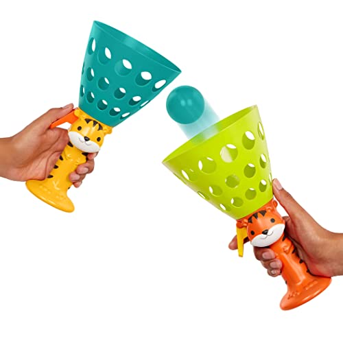 B. toys BX2274Z Pass Catch Wurf-und Fangspiel – 2 Schläger und 4 Bälle – Sportspielzeug für den Garten, Strand, Draußen – Outdoor Spielzeug für Kinder ab 3 Jahren – Pop 'n' Launch, Bunt, S von B.